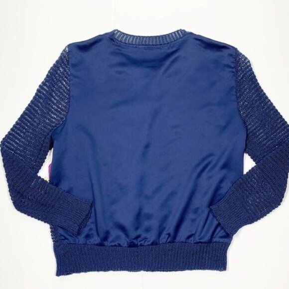 Princess Vera Wang Cropped Blue Cardigan Size Junior’s Large Small Flaw - Picture 4 of 15
